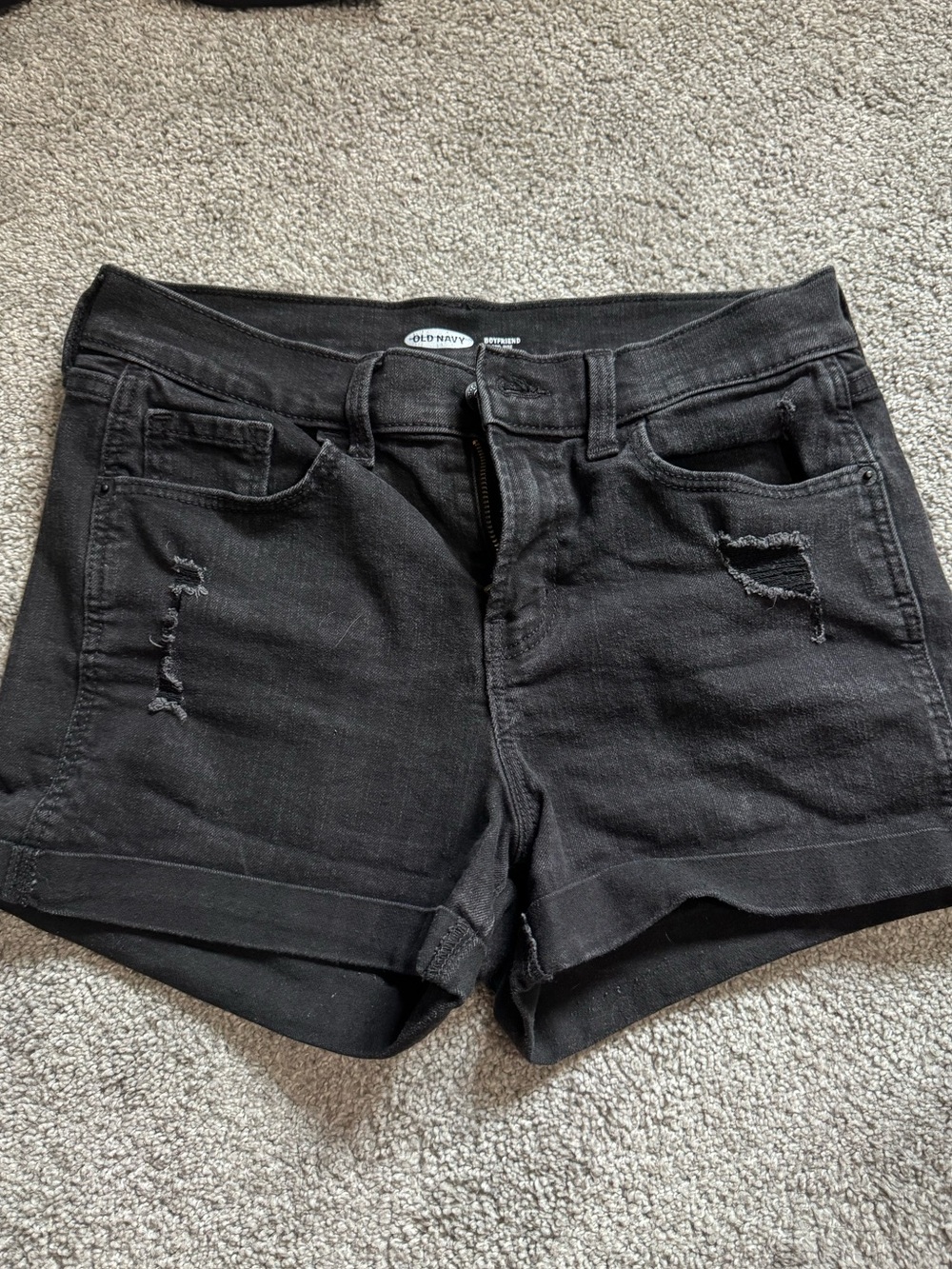 Old Navy Black Distressed Cuffed Denim Shorts